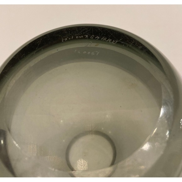 Holmegaard Smoke Gray Glass Vase Signed Per Lutken Glows Blacklight MCM 1950s - Picture 5 of 10